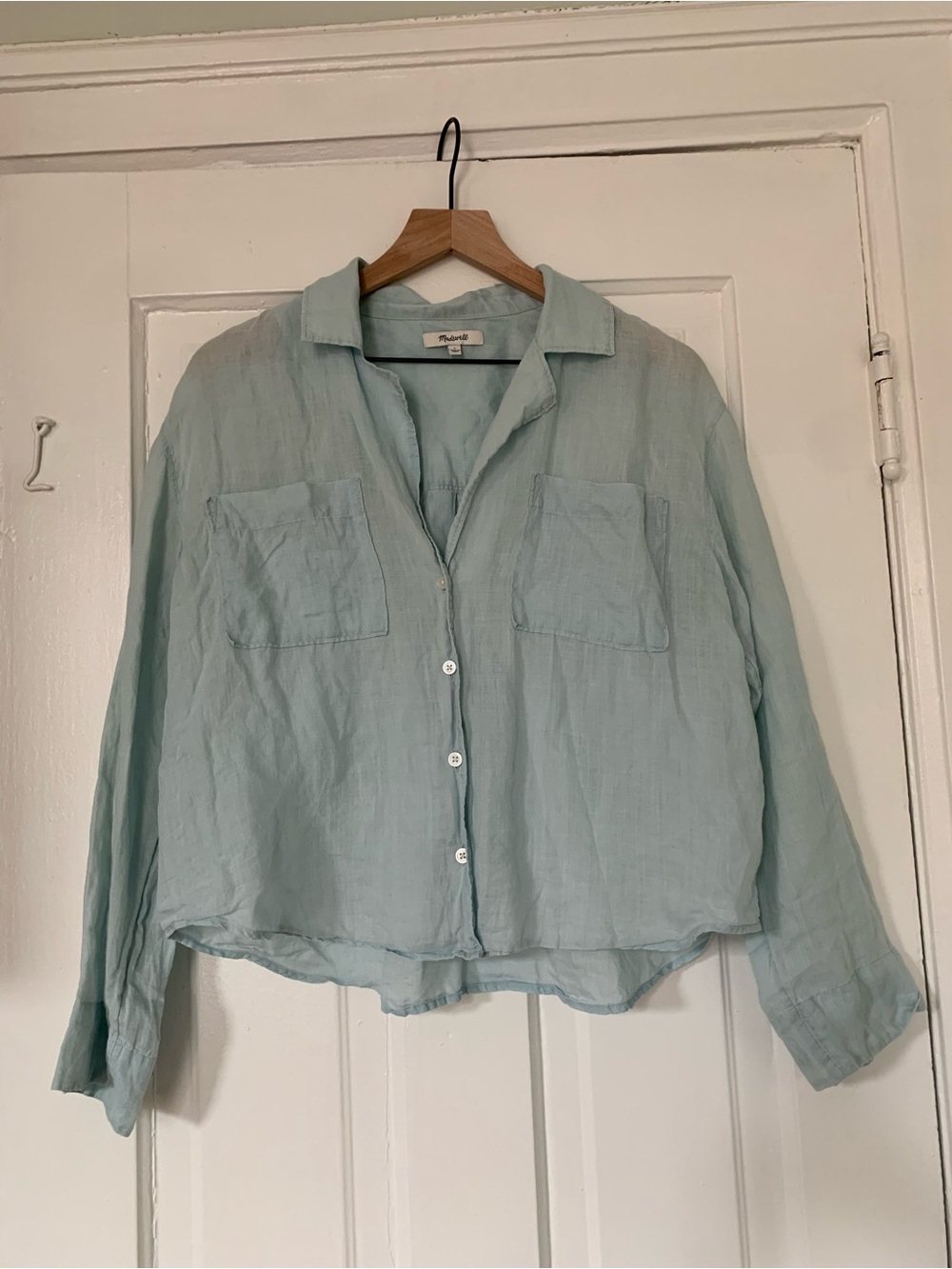 MADEWELL Resort Ramie Button-Up Shirt in Blue Heron
